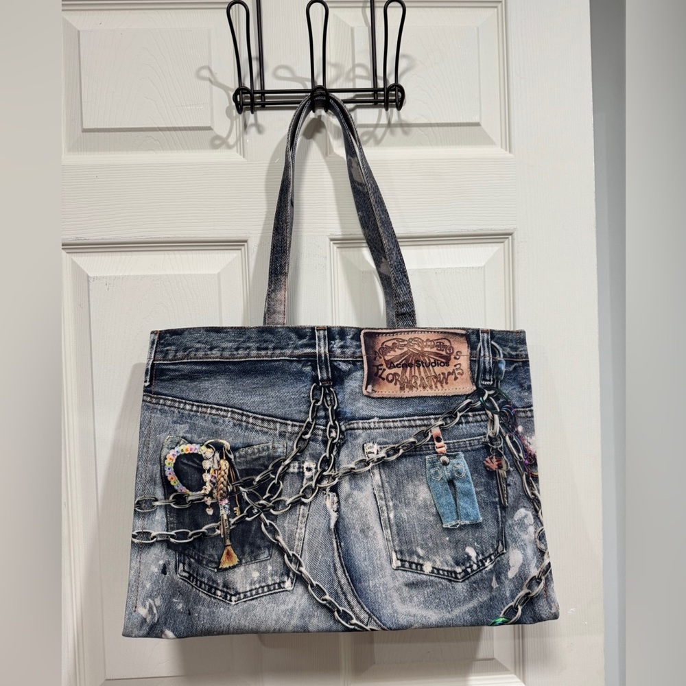 Acne studios Trompe L'oeil Cotton-Canvas Tote Bag $1063 NEW without tags - Picture 11 of 15